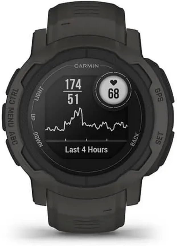 “Garmin Instinct 2 Rugged Outdoor GPS Watch with multi-GNSS support, military-grade durability, heart rate and activity tracking, 100m water resistance