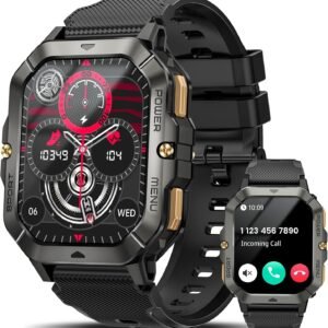 DEKELIFE Military Smartwatch with rugged design, 1.43-inch AMOLED display, and multiple sport modes.