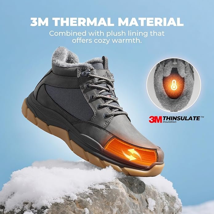 NORTIV 8 Men's Waterproof Winter Snow Boots Lightweight Hiking Casual Chukka Ankle Boots