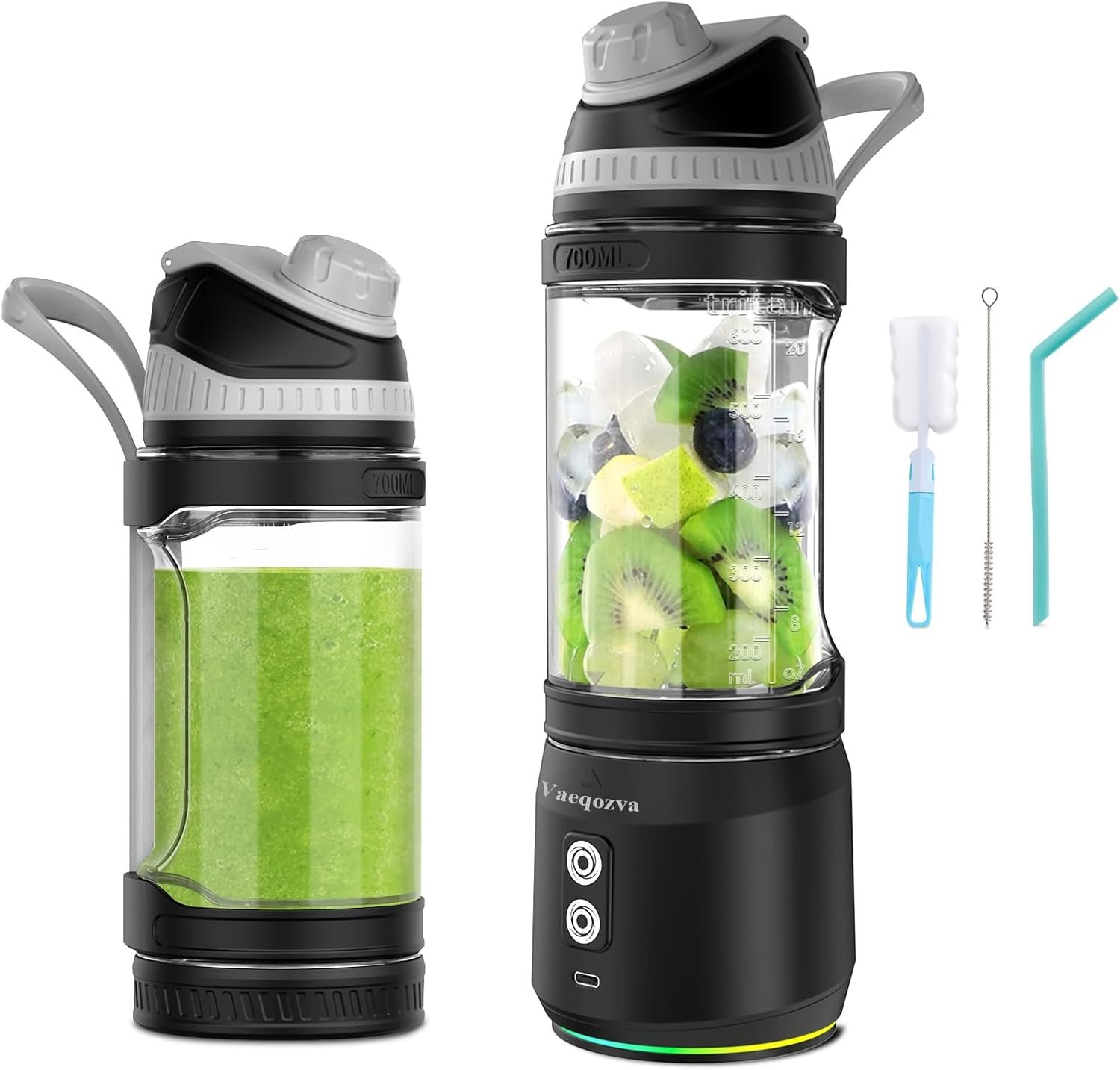 Vaeqozva Portable Blender – 24oz USB Rechargeable Travel Blender for Shakes & Smoothies, 300W Personal Blender