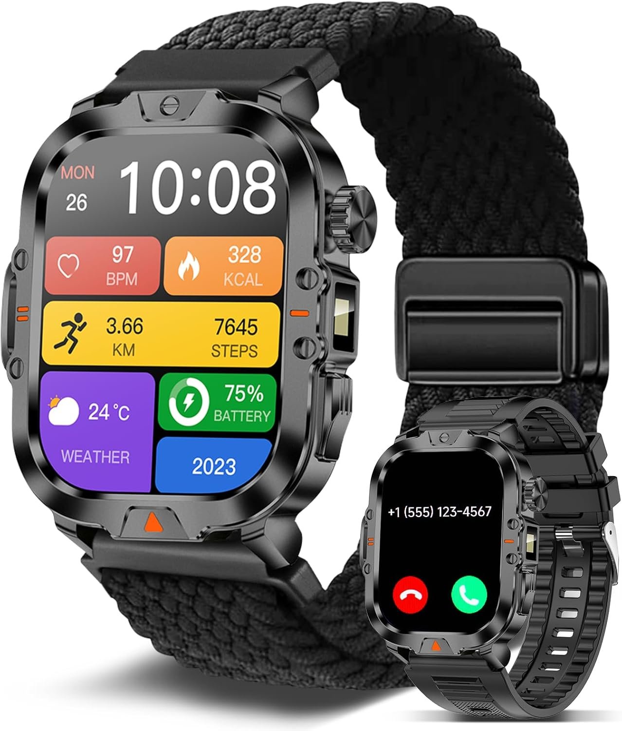 Bruboses Smart Watch for Men Military — 2.01″ Display, Answer/Make Calls, 170+ Sports Modes Android iOS