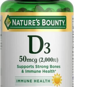 Image Description: Nature’s Bounty Vitamin D3 2000 IU bottle photographed beside a steering wheel and travel mug — symbolizing daily wellness for people on the go.