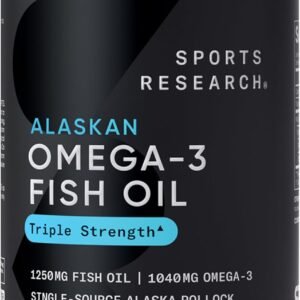 Sports Research Triple Strength Omega-3 Fish Oil bottle on a wooden table with a glass of water and truck keys — emphasizing daily heart and joint support for active lifestyles. CTA Phrase: