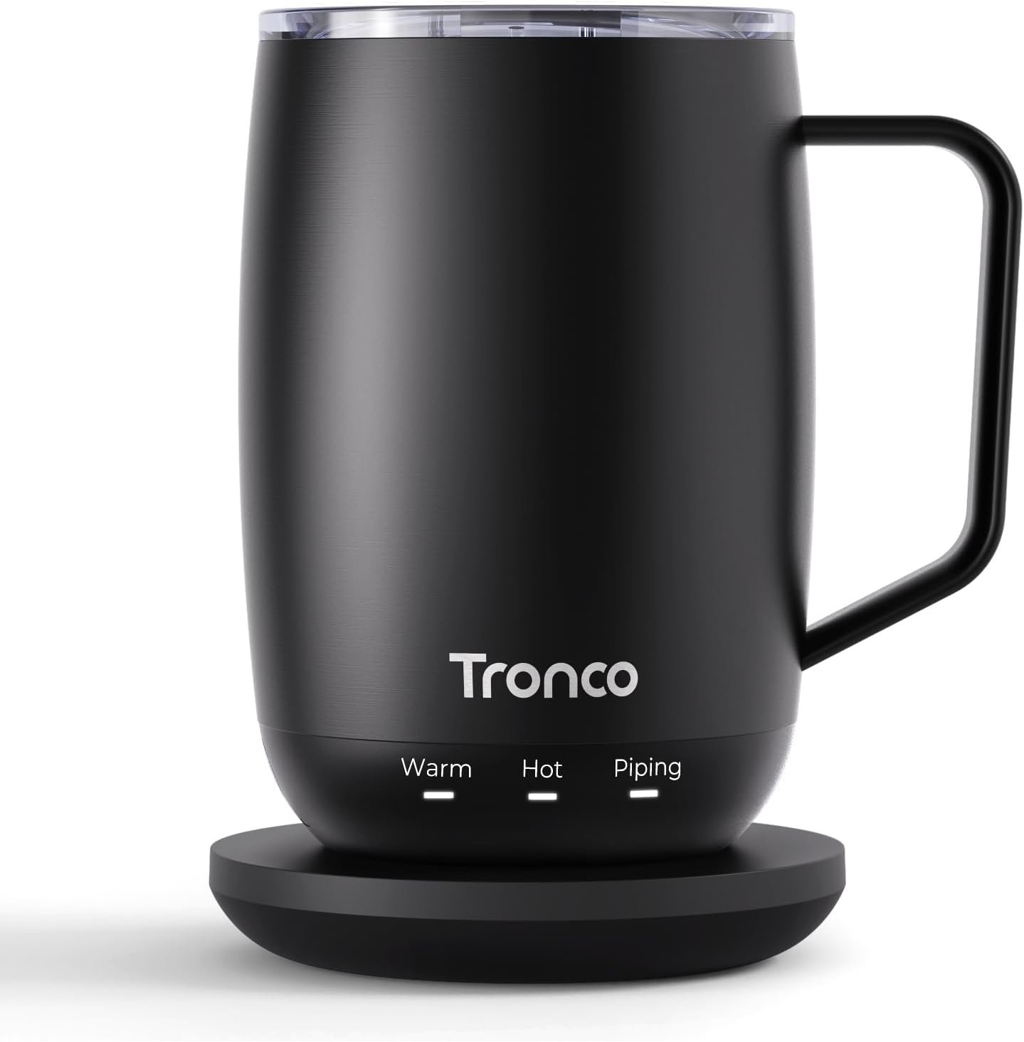 Tronco Temperature Control Heated Coffee Mug 14 oz – Rechargeable Self-Heating Smart Mug with Lid, 3 Heat Modes, Auto Shut-Off